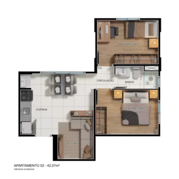 Apartamento 02 42,07m²
