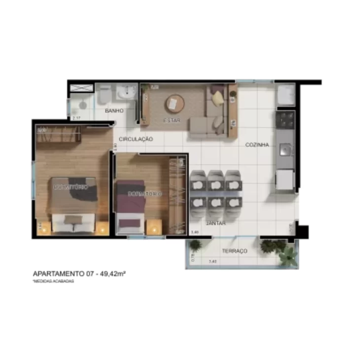 Apartamento 07 49,42m²